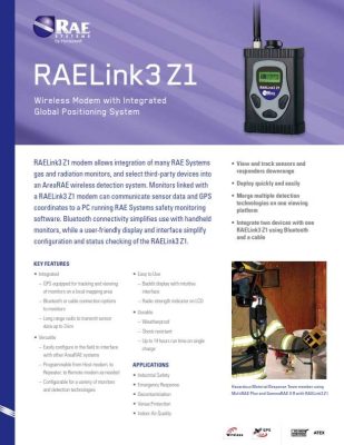 Datasheet RAELink3-Z1 Wireless Modem With Intergrated Global Positioning System