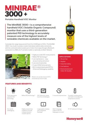 Honeywell MiniRAE 3000+ Portable Handheld VOC Monitor Datasheet