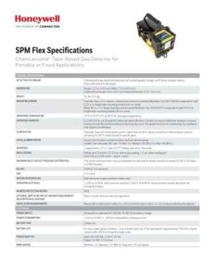 Honeywell SPM Flex Chemcassette Tape-Based Gas Detector Specifications