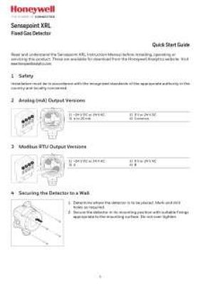 Honeywell Sensepoint XRL Fixed Gas Detector Quick Start Guide