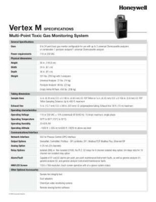 Honeywell Vertex M Continuous Gas Monitoring System Specification